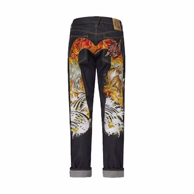 【Year of the Tiger Edition】EVISU SS22 Slim Fit Denim Jeans with Tiger Embroidery Blue 2ESHTM2JE99917CT