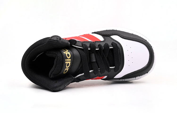 Lookbook (PS) 小童款 阿迪达斯 Hoops Mid '黑白鲜红' HR0227