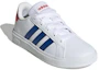 Lookbook (JR) adidas Grand Court Baskets Tennis Blanc Bleu Rouge Lifestyle Lace-Up. GW6504