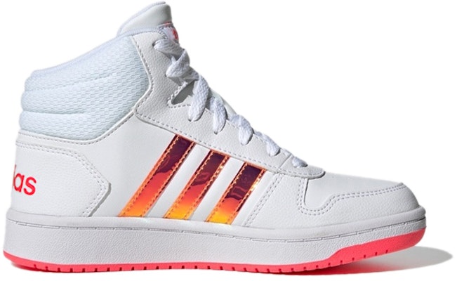 (Youth) adidas Hoops 2.0 Mid J 'White Signal Pink' FW7610 Order (Youth) adidas Hoops 2.0 Mid J 'White Signal Pink' FW7610