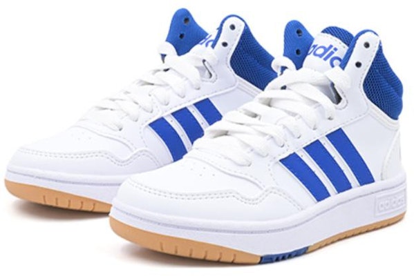 (Youth) adidas Hoops 3.0 Mid K 'White Royal Blue' IE0222 Lookbook (Youth) adidas Hoops 3.0 Mid K 'White Royal Blue' IE0222