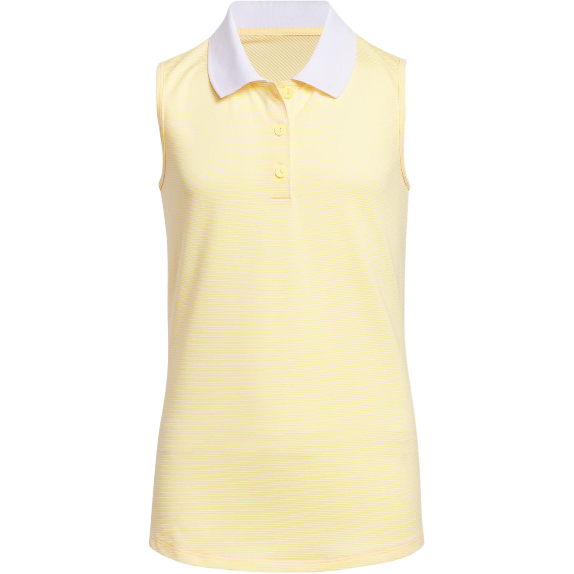 (Youth) adidas Kids Ottoman Striped Sleeveless Polo Shirt - Soft, Breathable, Light Yellow IU3499