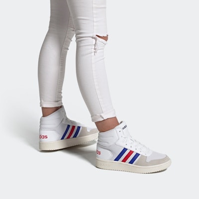 (JR) 阿迪达斯NEO Hoops Mid 2.0 '白蓝红' FW9121 Sizing (JR) 阿迪达斯NEO Hoops Mid 2.0 '白蓝红' FW9121