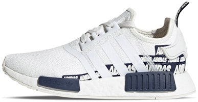 (Youth) adidas NMD_R1 J 'Wordmark Heel Stripe - Crystal White Navy' S42838 (Youth) adidas NMD_R1 J 'Wordmark Heel Stripe - Crystal White Navy' S42838