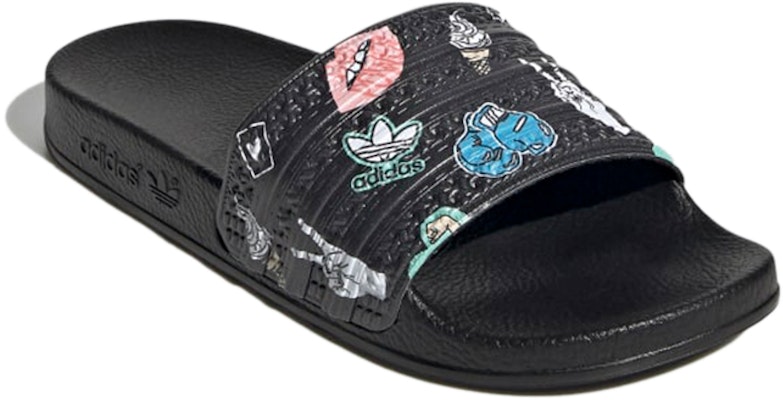 (Youth) adidas Adilette Slide J 'Empowering Graphics - Black' FX6350 Lookbook (Youth) adidas Adilette Slide J 'Empowering Graphics - Black' FX6350