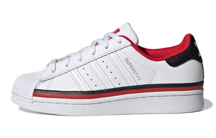 Buy (JR) 阿迪达斯三叶草 Superstar J '白黑红' 运动鞋 FX5892