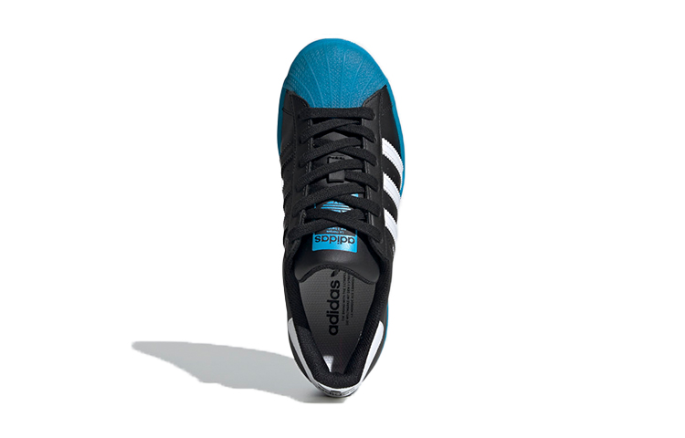 Shop (JR) adidas Superstar J ''Schwarz Signal Cyan'' FW3981