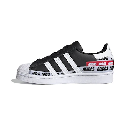 (Youth) adidas Superstar J 'Wordmark Heel Stripe - Core Black'