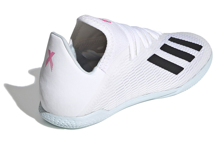 Shop 兒童 adidas X 19.3 室內皮鞋 K 運動 透氣防滑 低筒 兒童跑步鞋 白黑粉