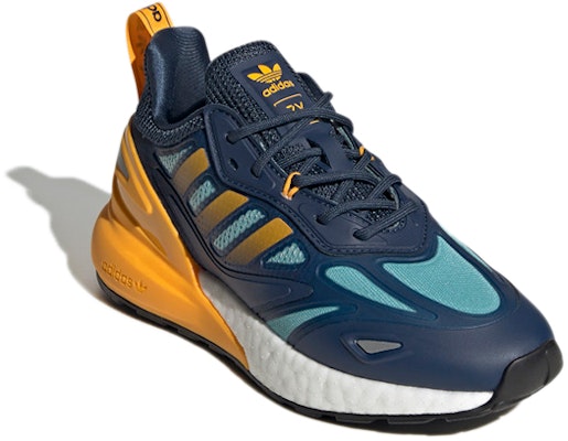 (Youth) adidas ZX 2K Boost 2.0 J 'Crew Navy Semi Solar Gold' GZ7501 Lookbook (Youth) adidas ZX 2K Boost 2.0 J 'Crew Navy Semi Solar Gold' GZ7501