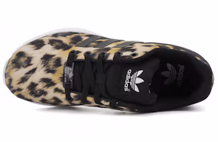 Shop 兒童 adidas Originals ZX Flux K 防滑耐磨運動鞋 豹紋