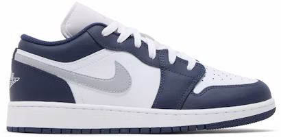 (Youth) Air Jordan 1 Low 'Midnight Navy Wolf Grey' 553560-141 (Youth) Air Jordan 1 Low 'Midnight Navy Wolf Grey' 553560-141