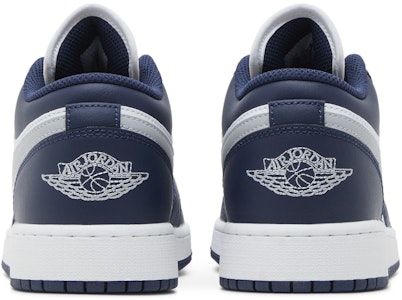 (JR) Air Jordan 1 Low 'Midnight Navy Wolf Grey' Lelaki Kasut. 553560-141 Details for (JR) Air Jordan 1 Low 'Midnight Navy Wolf Grey' Lelaki Kasut. 553560-141