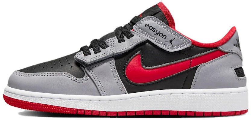 (Youth) Air Jordan 1 Low FlyEase 'Black Cement Grey Fire Red' DN4639-060 Buy (Youth) Air Jordan 1 Low FlyEase 'Black Cement Grey Fire Red' DN4639-060
