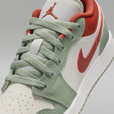 Sizing (JR) Air Jordan 1 Low Sail/White/Rosso Pietra/Jade Horizon 553560-133
