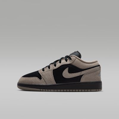 (Youth) Air Jordan 1 Low SE Black/Light Wild Mango/Olive Gray IB7111-005