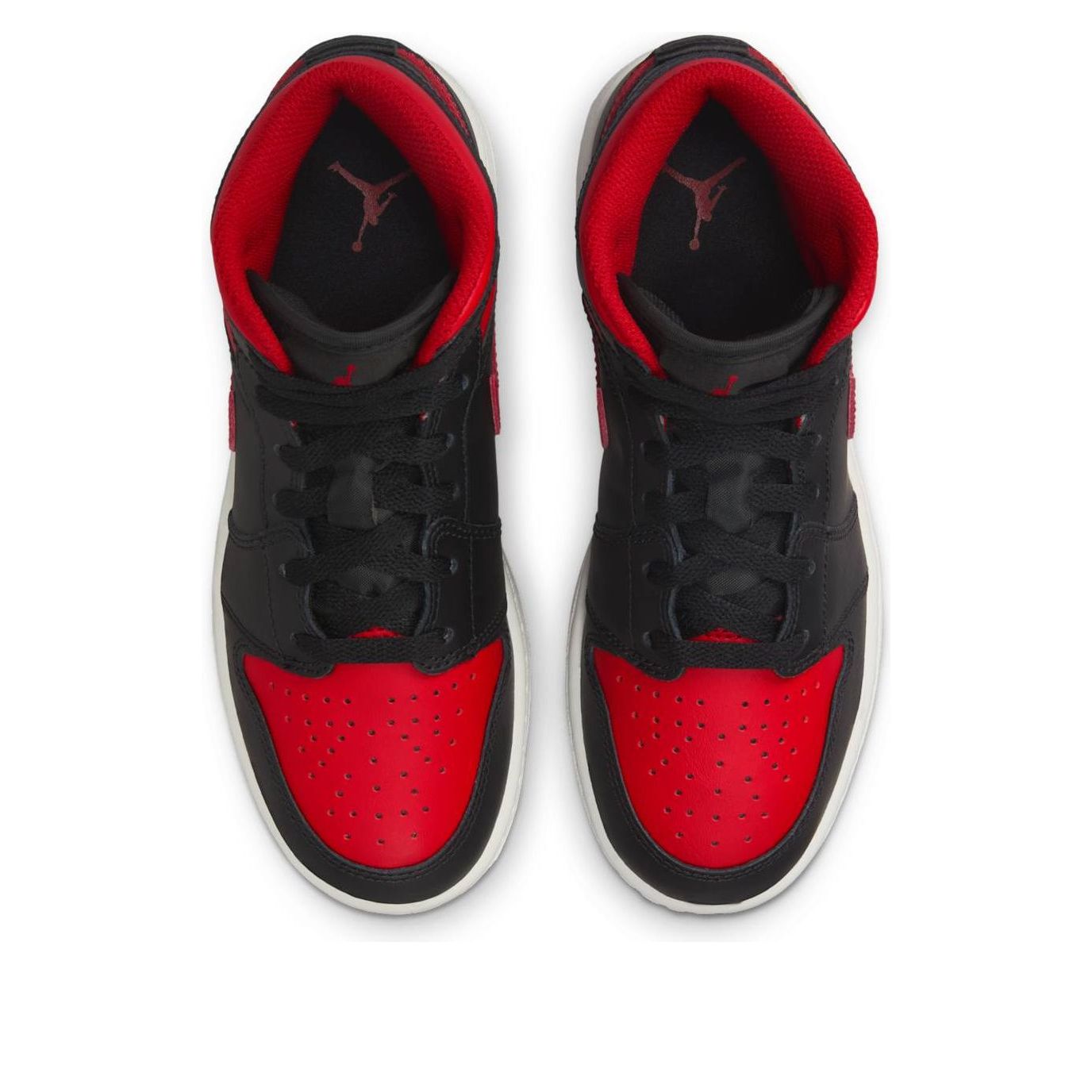 Shop (JR) Air Jordan 1 Mid 'Hitam Merah Api' DQ8423-067