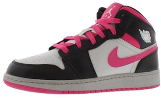 (Youth) Air Jordan 1 Mid 'Black Vivid Pink' 555112-009 (Youth) Air Jordan 1 Mid 'Black Vivid Pink' 555112-009