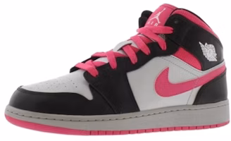 (Youth) Air Jordan 1 Mid 'Black Vivid Pink' 555112-009 (Youth) Air Jordan 1 Mid 'Black Vivid Pink' 555112-009