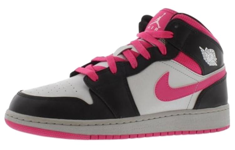 (Youth) Air Jordan 1 Mid 'Black Vivid Pink' 555112-009