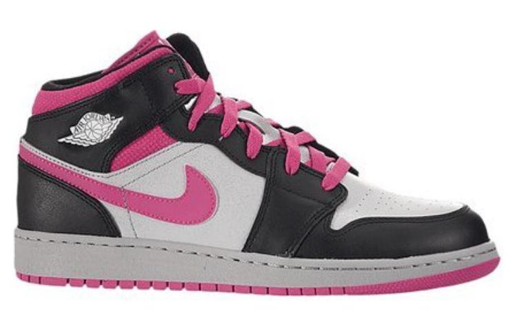 Order (JR) Air Jordan 1 Mid ''Hitam Vivid Pink'' 555112-009
