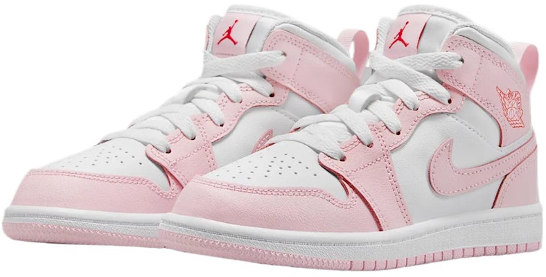 (Youth) Air Jordan 1 Mid 'Pink Foam Fire Red' DQ8424-608 Lookbook (Youth) Air Jordan 1 Mid 'Pink Foam Fire Red' DQ8424-608
