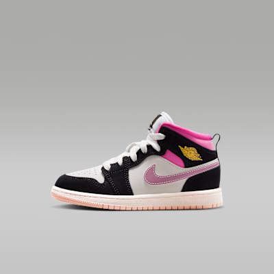 (Youth) Air Jordan 1 Mid Black/Sail/Pink Cycle/University Gold II1252-001