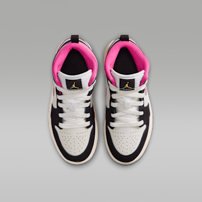 Shop (JR) Air Jordan 1 Mid Negro/Blanco Rosado/Ciclo Rosa/Oro Universitario II1252-001