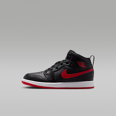 (Youth) Air Jordan 1 MID Black/White/University Red DQ8424-005