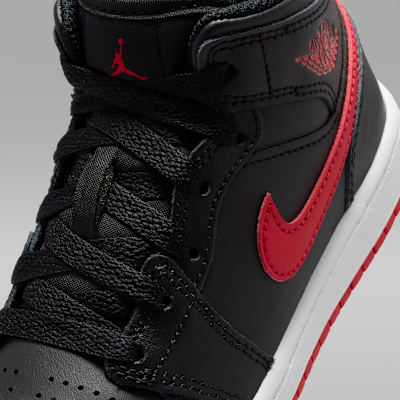 Sizing (JR) Air Jordan 1 MID Nero/Bianco/Rosso Università DQ8424-005