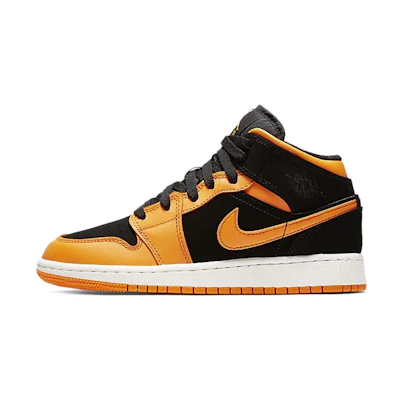 (Youth) Jordan 1 Mid 'Black Orange Peel White'