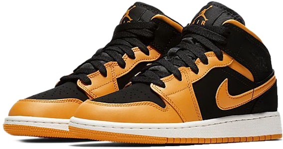 Jordan Air Jordan 1 Mid 中筒 復古籃球鞋 GS 黑橘 Lookbook Jordan Air Jordan 1 Mid 中筒 復古籃球鞋 GS 黑橘