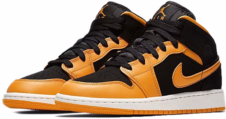 (JR) Air Jordan 1 Mid 'Hitam Oren Peel Putih' 554725-081 Lookbook (JR) Air Jordan 1 Mid 'Hitam Oren Peel Putih' 554725-081