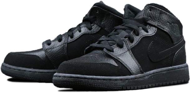 (JR) Air Jordan 1 Mid 'Hitam Terang' 554725-064 Lookbook (JR) Air Jordan 1 Mid 'Hitam Terang' 554725-064
