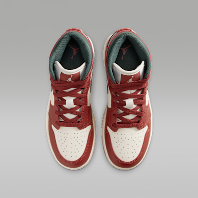 Shop (JR) Air Jordan 1 中筒 米白/純鉑金/紅石色/午夜綠 DQ8423-105