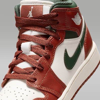 Sizing (JR) Air Jordan 1 中筒 米白/純鉑金/紅石色/午夜綠 DQ8423-105