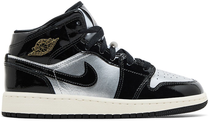 (Youth) Air Jordan 1 Mid SE 'Black Metallic Silver' FZ3938-001 Buy (Youth) Air Jordan 1 Mid SE 'Black Metallic Silver' FZ3938-001
