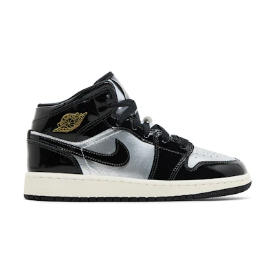 (Youth) Jordan 1 Mid SE 'Black Metallic Silver'