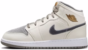 (Youth) Air Jordan 1 Mid SE 'Pewter Velvet Toe' FB9899-100 (Youth) Air Jordan 1 Mid SE 'Pewter Velvet Toe' FB9899-100