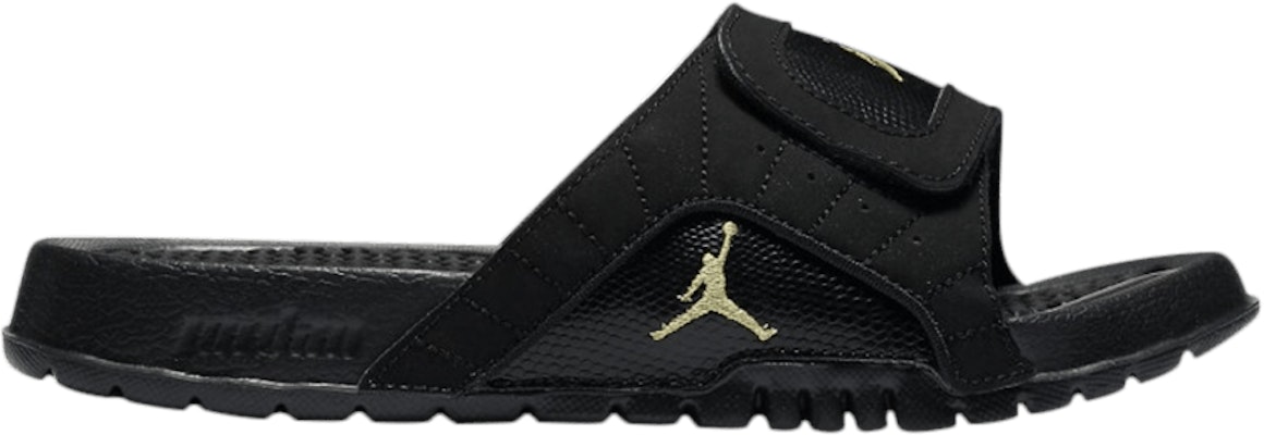 Youth Air Jordan Hydro 12 Slide Black Metallic Gold 820267 012