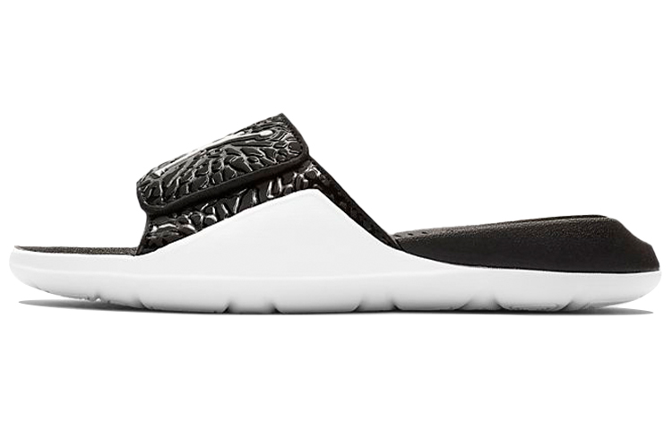 (Youth) Air Jordan Hydro 7 V2 Burst Crack Minimalistic Black White Slippers BQ6291-001