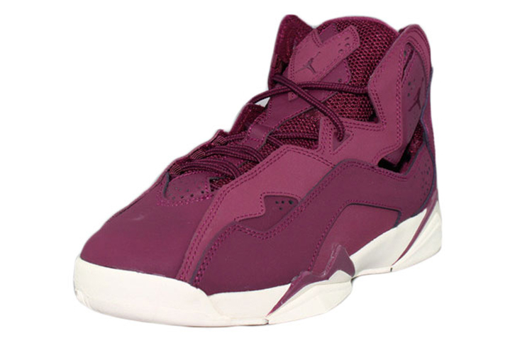 Lookbook 喬丹 True Flight 中筒 復古籃球鞋 女款 酒紅 加強版