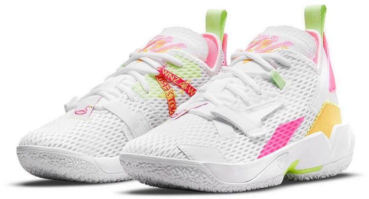 (Youth) Air Jordan Why Not Zer0.4 4 'White Pink Yellow' CQ9430-102 Lookbook (Youth) Air Jordan Why Not Zer0.4 4 'White Pink Yellow' CQ9430-102