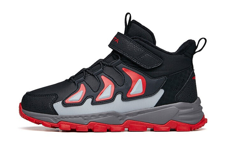 (Youth) Anta 'Black Grey Red Fleece-Lined Velcro Running' 312146914-1