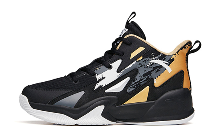 (Youth) Anta High-Top Basketball 'Black Gold Grey' A312131181-4