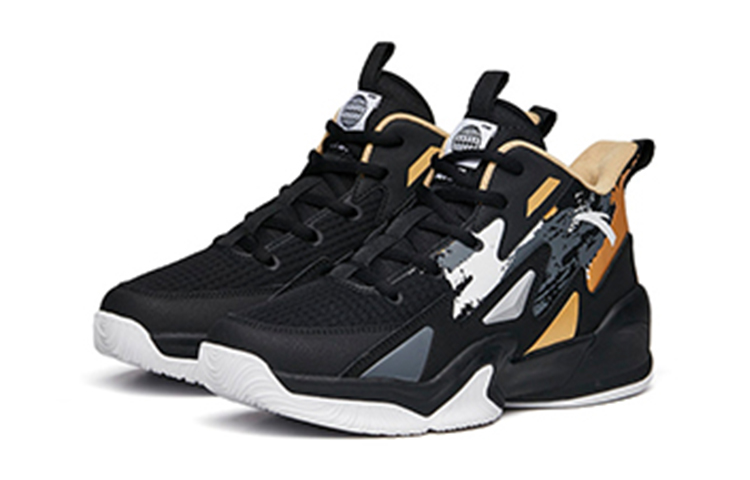 Lookbook (Youth) Anta High-Top Basketball 'Black Gold Grey' A312131181-4