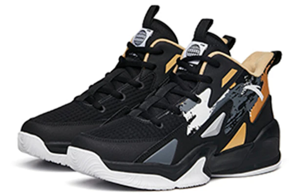 (Youth) Anta High-Top Basketball 'Black Gold Grey' A312131181-4 Lookbook (Youth) Anta High-Top Basketball 'Black Gold Grey' A312131181-4