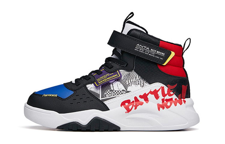 (Youth) Anta High-Top Running Shoes 'Black Blue White Red' A332146806A-3