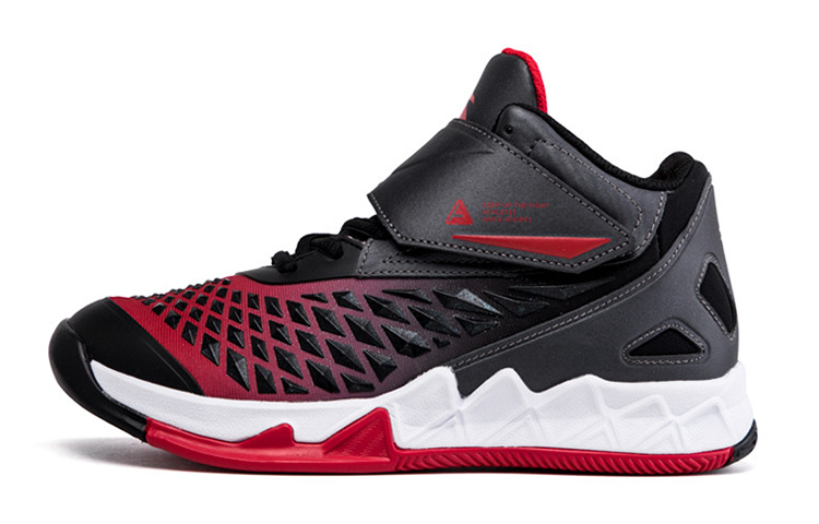 Buy 大童 Anta安踏 魔術貼 革面 防滑耐磨 高幫運動休閒鞋 黑紅