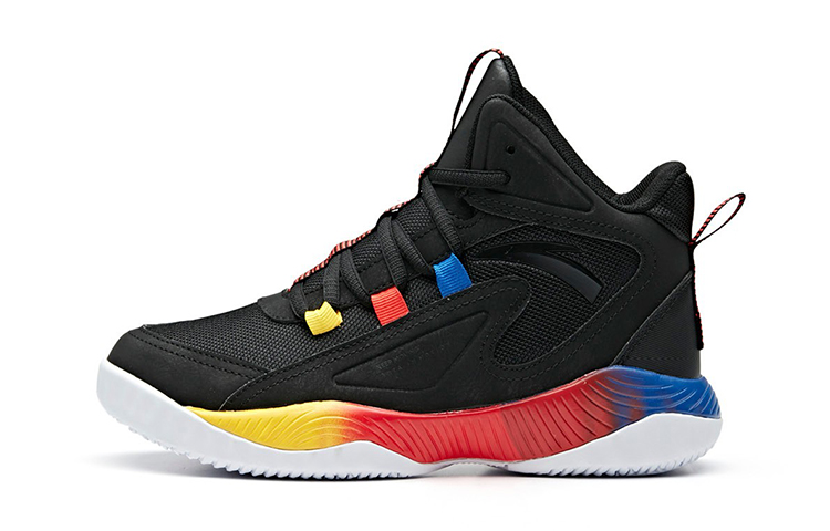 (Youth) Anta High Top Basketball Shoes 'Black Blue Yellow' 312011115B-1